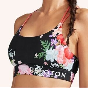 Peloton Floral Sports Bra - Black and Pink